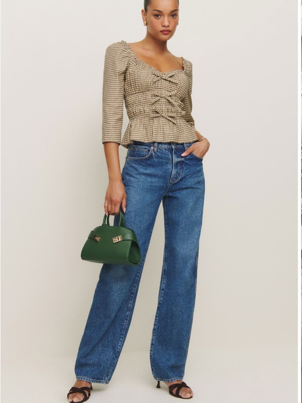 Reformation Lauryn Gingham Cotton Top